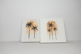 Textured Palm & Sunset painting