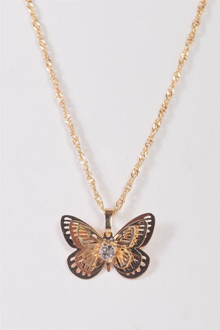 Crystal Butterfly Twisted Chain Necklace