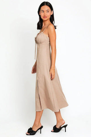 Monica Front Tie Midi Slit Dress