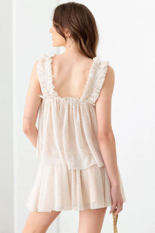 Sophia Sheer Top & Elastic Waist Skirt Set