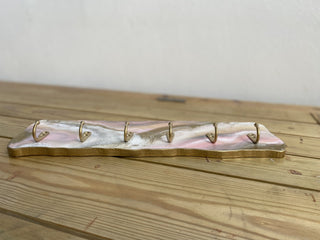 6 Hook Pink Abstract Key / Towel Rack